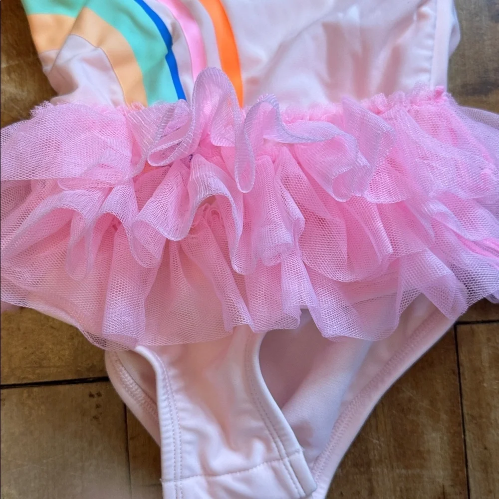 Cat & Jack Pink Swimsuit Tutu 3T rainbow one piece suit summer vacation